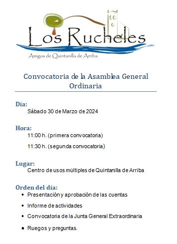 Convocatoria Asamblea General Ordinaria Semana Santa 2024